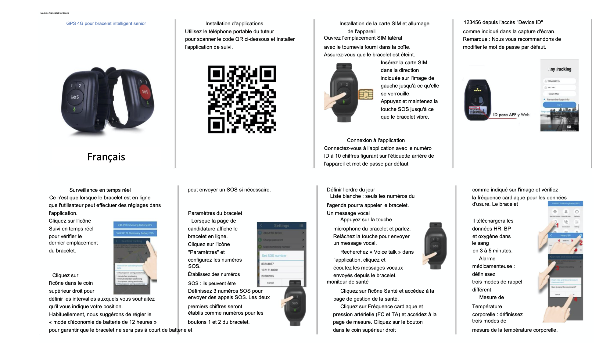 Leotec Senior Smart Band 4G - Géolocalise en temps réel - Localisation via les réseaux WiFi et LBS - Moniteur de fréquence cardiaque, podomètre, tensiomètre etc ... - Couleur noire